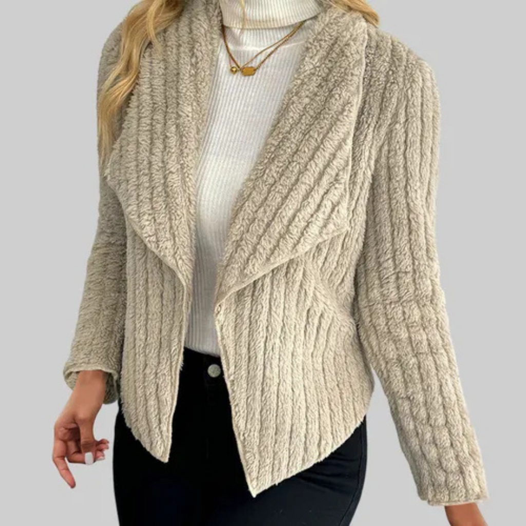 Lysianne® | Cardigan Morbido con Collo Cascata