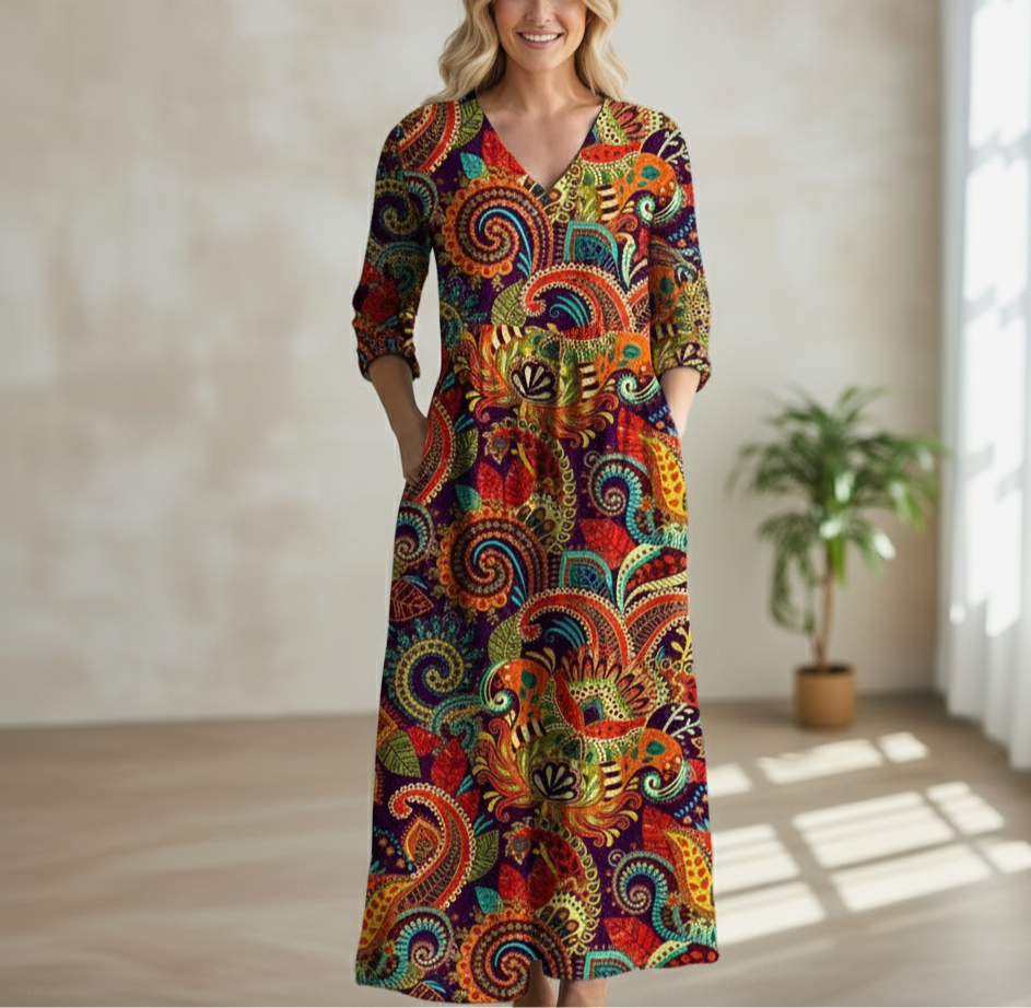 Geo® | Abito lungo con motivo astratto