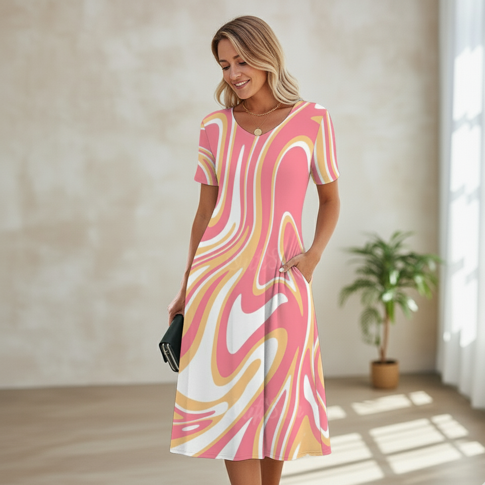 Wave® | Abito lungo con motivo astratto